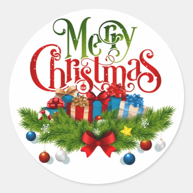 merry christmas classic round sticker (Front)