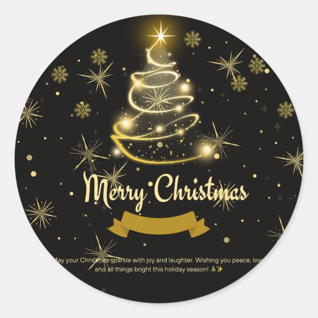 MERRY CHRISTMAS CLASSIC ROUND STICKER (Front)