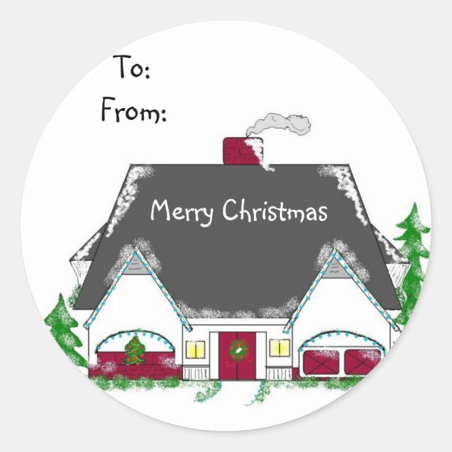 Merry Christmas Classic Round Sticker (Front)