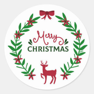 Merry Christmas Classic Round Sticker