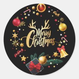 merry christmas. classic round sticker