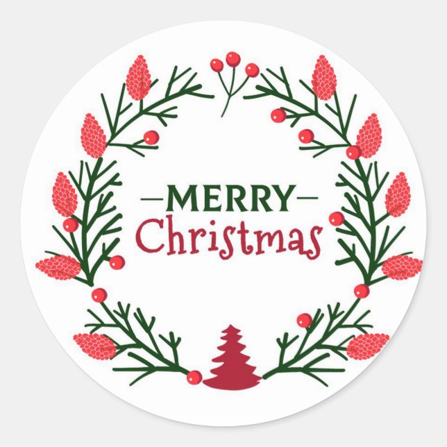Merry Christmas Classic Round Sticker (Front)