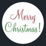 Merry Christmas Classic Round Sticker<br><div class="desc">A great sticker to celebrate the holiday!  Would be great for cards and presents</div>