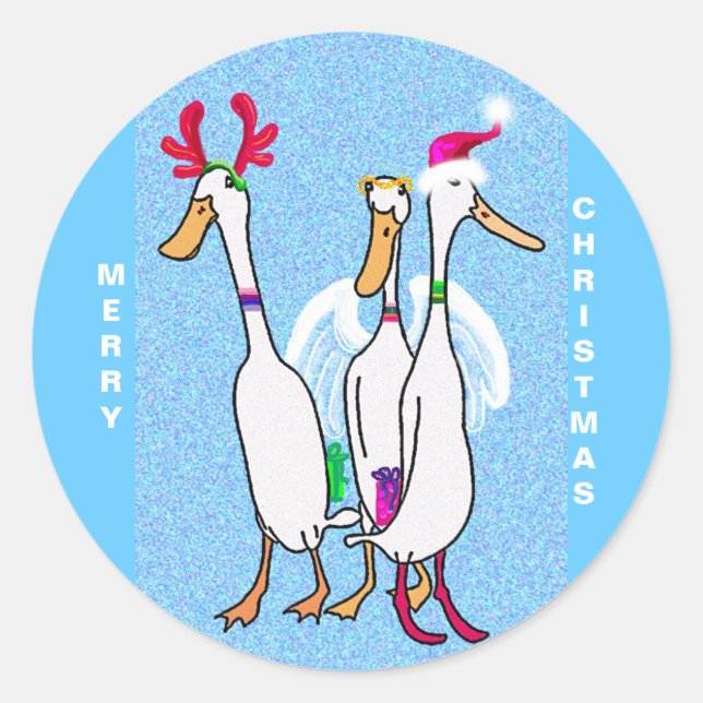 MERRY CHRISTMAS CLASSIC ROUND STICKER (Front)