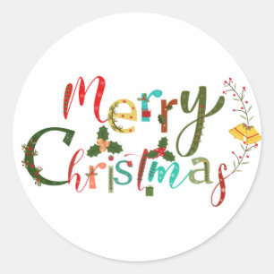  merry christmas classic round sticker