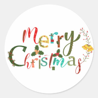 merry christmas classic round sticker