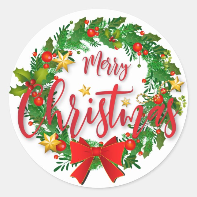  merry christmas classic round sticker (Front)