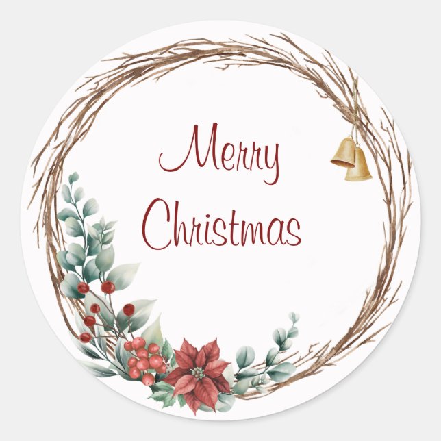 Merry Christmas Classic Round Stickers (Front)
