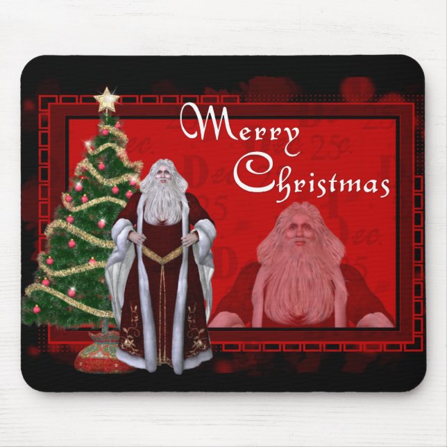 Merry Christmas Classic Santa Designed Mousepad (Front)