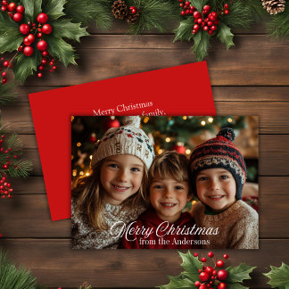 Merry Christmas Classic Script Family Photo Holiday Card