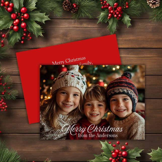 Merry Christmas Classic Script Family Photo Holiday Card (Merry Christmas Classic Script Family Photo Holiday Card)
