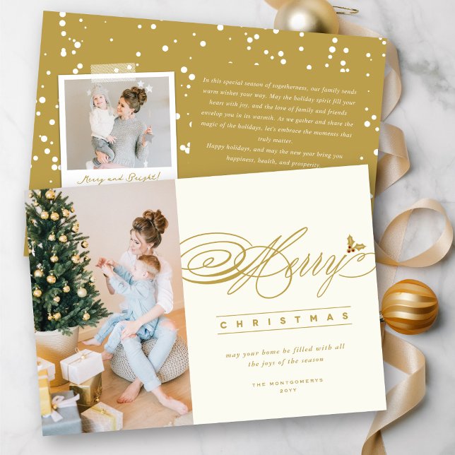 Merry Christmas Classic Script Photo Elegant Chic Holiday Card (Creator Uploaded)