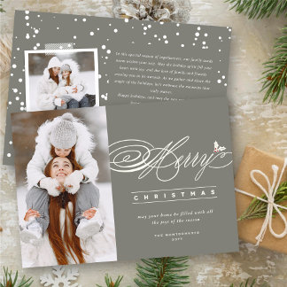 Merry Christmas Classic Script Photo Elegant Chic Holiday Card