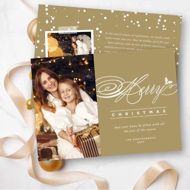 Merry Christmas Classic Script Photo Elegant Chic Holiday Card (Creator Uploaded)