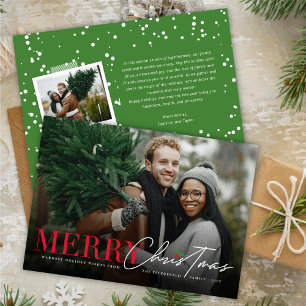 Merry Christmas Classic Script Simple Modern Photo Holiday Card