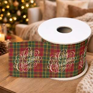 Merry Christmas Classic Tartan Plaid Grosgrain Ribbon
