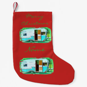 Merry Christmas classic travel trailer Small Christmas Stocking