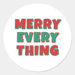 Merry Christmas Classical Unique Minimalist Plain Classic Round Sticker