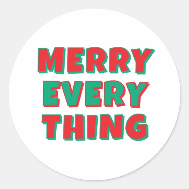 Merry Christmas Classical Unique Minimalist Plain Classic Round Sticker (Front)