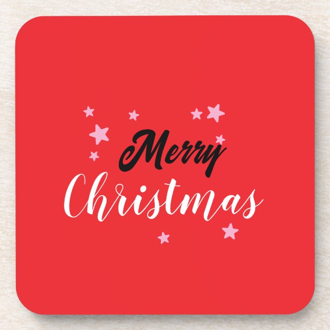 Merry Christmas Classical Unique Minimalist Plain Coaster (Front)