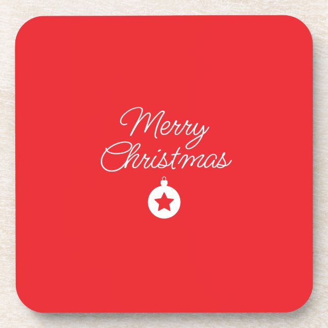 Merry Christmas Classical Unique Minimalist Plain Coaster (Front)