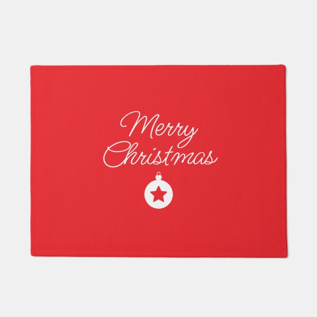 Merry Christmas Classical Unique Minimalist Plain Doormat (Front)