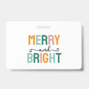 Merry Christmas Classical Unique Minimalist Plain ID Badge