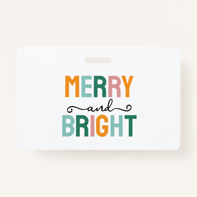 Merry Christmas Classical Unique Minimalist Plain ID Badge (Front)