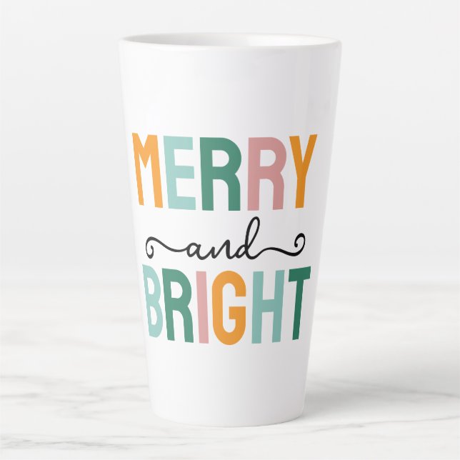 Merry Christmas Classical Unique Minimalist Plain Latte Mug (Front)