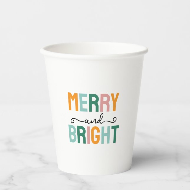 Merry Christmas Classical Unique Minimalist Plain Paper Cups (Front)