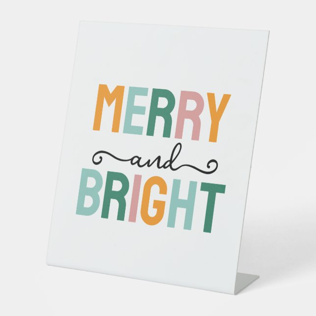 Merry Christmas Classical Unique Minimalist Plain Pedestal Sign (Front)