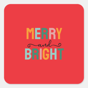 Merry Christmas Classical Unique Minimalist Plain Square Sticker
