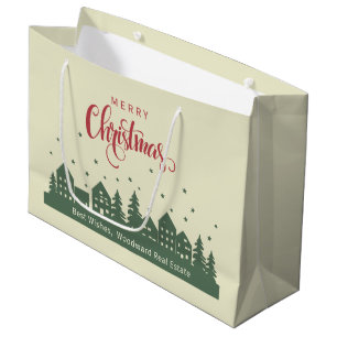 Merry Christmas Classy Elegant Realtor Custom Large Gift Bag