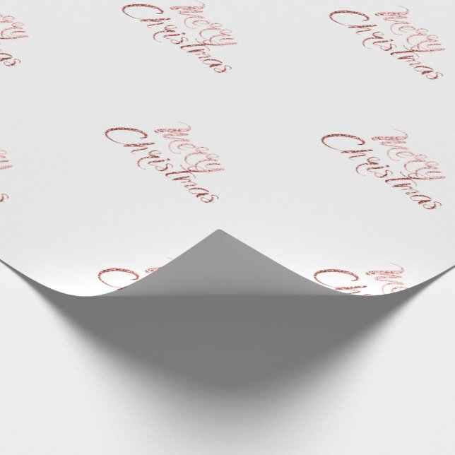 Merry Christmas Classy  Rose Gold Glitter  White Wrapping Paper (Corner)