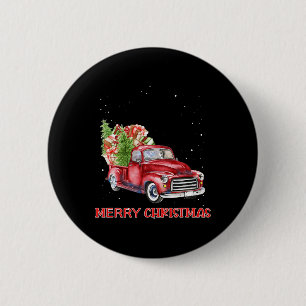 Merry Christmas Clic Red Truck Tree Family Xmas  6 Cm Round Badge