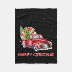 Merry Christmas Clic Red Truck Tree Family Xmas  Fleece Blanket
