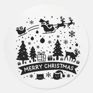merry christmas clipart  classic round sticker