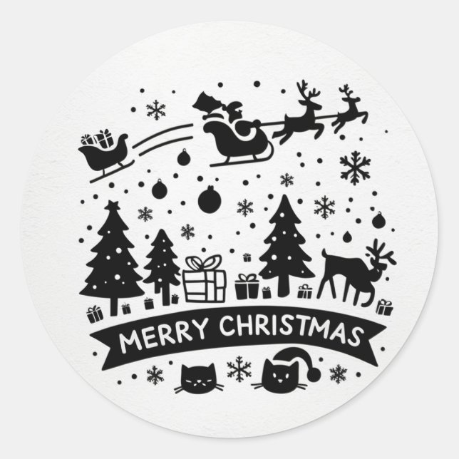 merry christmas clipart  classic round sticker (Front)