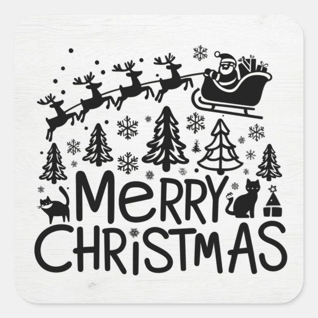 Merry christmas clipart square sticker (Front)