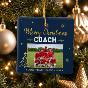 Merry Christmas Coach Personalised Team Photo Ceramic Ornament