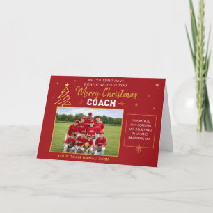 Merry Christmas Coach Personalized Team Photo Holiday Card