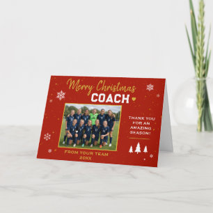 Merry Christmas Coach Team Photo Holiday Card