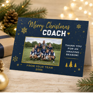 Merry Christmas Coach Team Photo Holiday Card