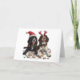 Merry Christmas Cocker Spaniel Dogs Holiday Card