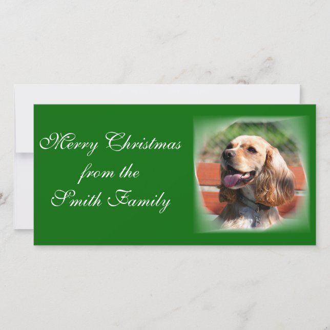 Merry Christmas Cocker Spaniel Photocard Holiday Card (Front)