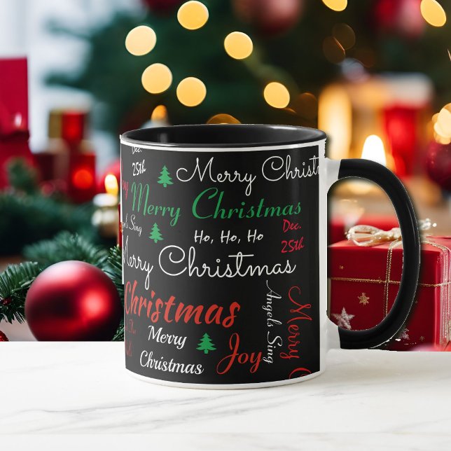 Merry Christmas Coffee Black Red Gift Cup Cocoa (Creator Uploaded)