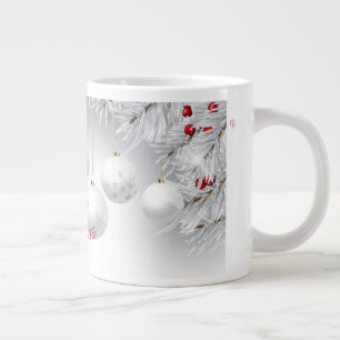 Merry Christmas coffee mug with grey spheres