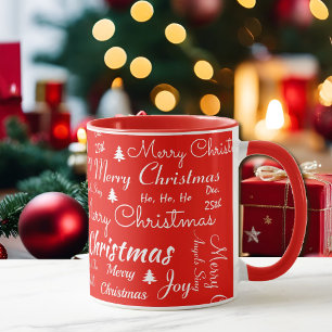 Merry Christmas Coffee Red Gift Cup Cocoa Mug 