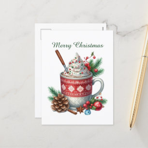 Merry Christmas coffee snowman Holiday Postcard