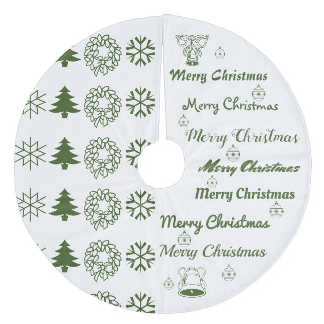 Merry Christmas Collage F Green Fleece Tree Skirt (Front)